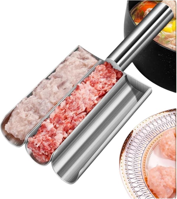 304 Stainless Steel 3-in-1 Rice and Vegetable Roll Makers (Fish Ball Rice and Vegetable Roll Molds), Kitchen Utensils, Pre-Tube with Scraper