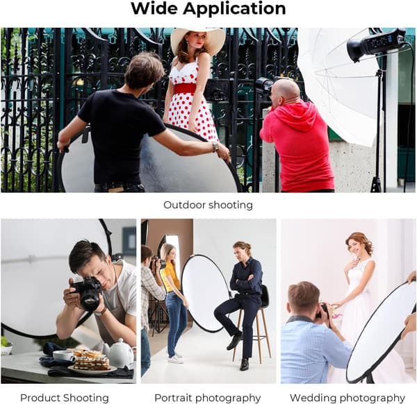 43 \" (110 cm) Lysreflektor, 5-i-1 Fotografering Diffuser Sammenklappelig Bærbar til Studio og Udendørs