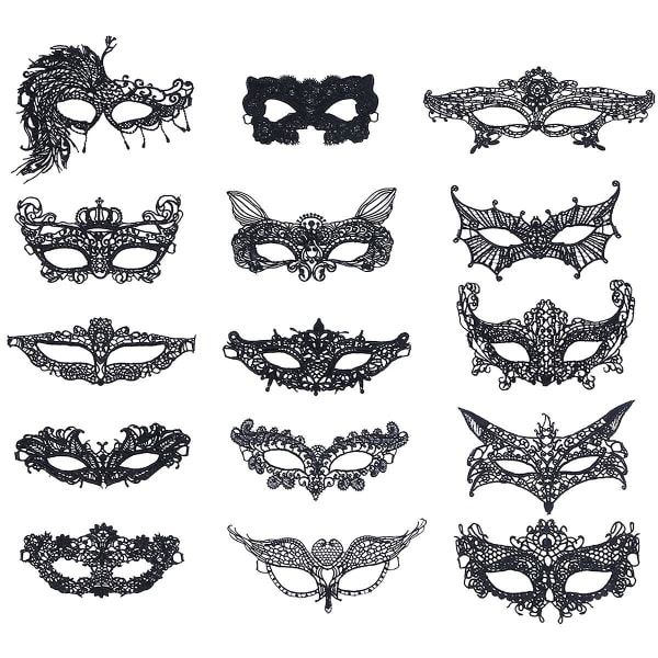 15 stk Halloween-maske Maskne Prom Party Mask Mask Masquerade Cosplay Lace MaskM M