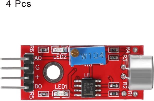 4 stk. mikrofon lydsensor KY-037 stemmegenkendelsesmodul til stemmeaktiveret kontakt size_name 0.16"IDx0.2"ODx9.6"