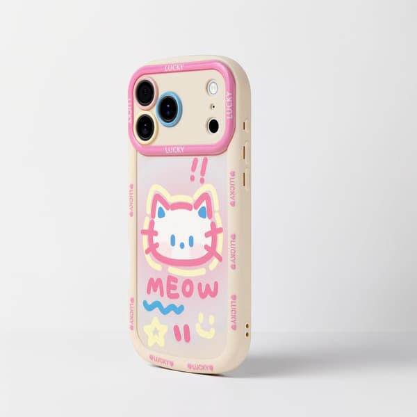 Cute Phone Case Compatible with iPhone 17 Pro, Big Head Cat Cartoon Animal Soft TPU Shockproof Bumper iPhone 17 Pro iPhone 17 Pro
