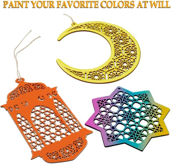 6 stk. træ Eid al-Fitr dekorationer, DIY Eid dekoration