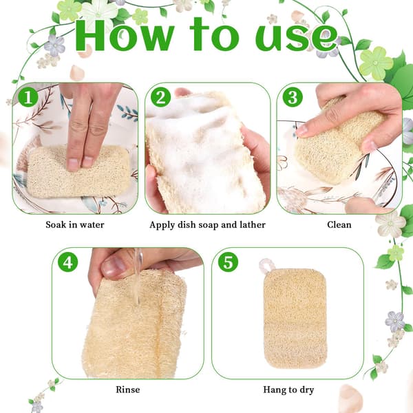 10-pack Natural Dish Sponge Loofah Sponge Compostable Natural Loofah Sponge for Kitchen