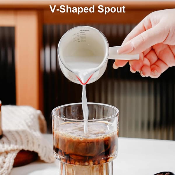 Ceramic Espresso Mug with Handle, Double Measuring Cup, V-shaped Rim, 3 oz Espresso Accessories