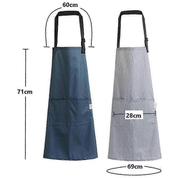 2-pack aprons, adjustable PVC apron, waterproof for kitchen cooking, compatible with women and men, chef apron with gray blue gray  blue