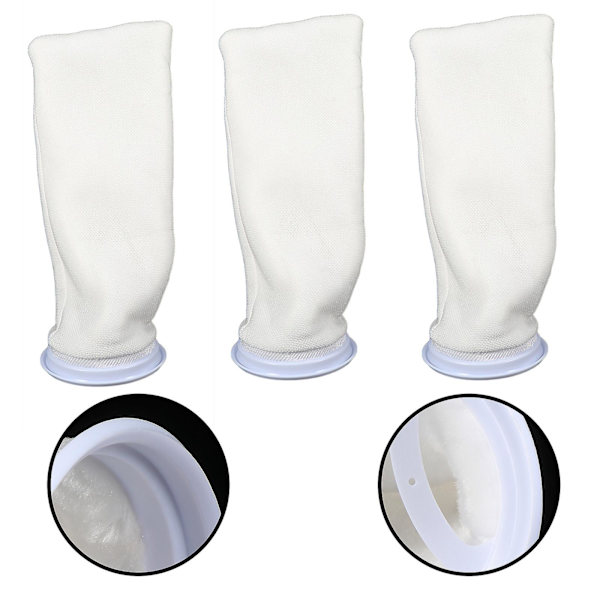 3 st Sänkkfilterpåsar Filterstrumpor Akvariumfilterstrumpor 4 tum 200 mikron Sumpfilterstrumpa Vit 25X10X10cm White 25X10X10cm