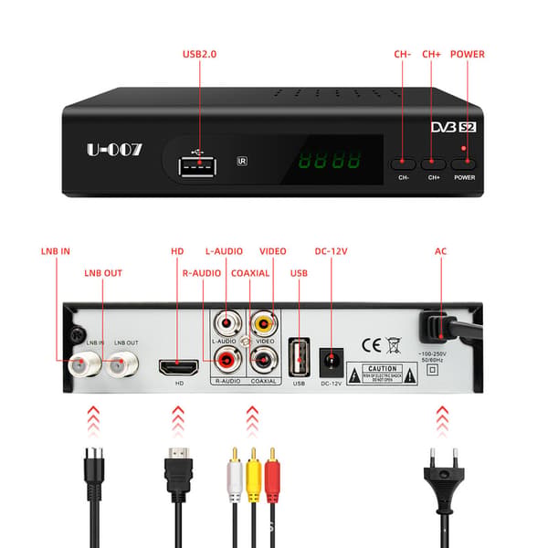 FTA DVB-S2-vastaanotin digiboksi Full HD digitaalitelevisio digiboksi