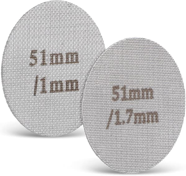 2-pack 51 mm espressopuck 1,7 mm 1,0 mm metall för 52-54 mm