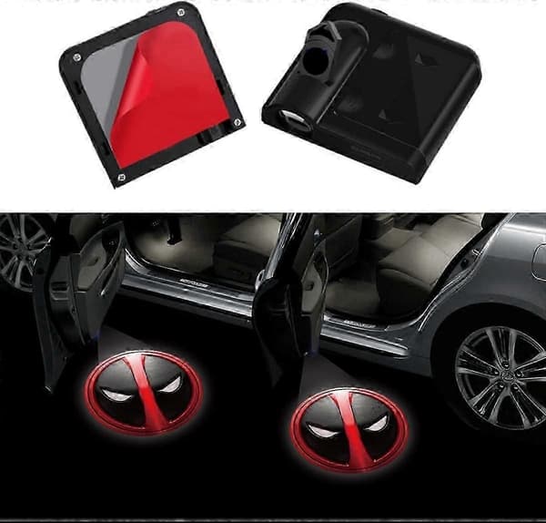 Fit Deadpool Bildør Lys Logo Projektor HD Ghost Shadow Velkomstlys 2 STK Bildør Pøl Lys til Deadpool Biltilbehør (Fit Deadpool) -X