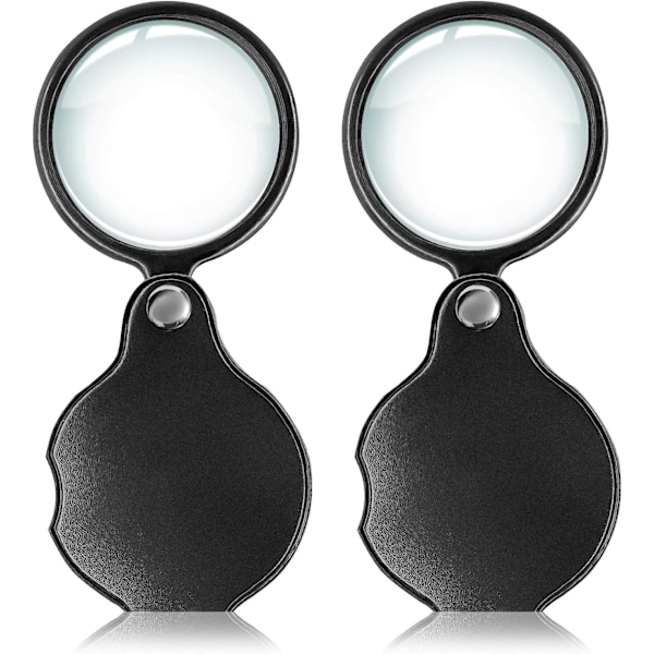 2 stk 10x Liten Lommeforstørrelsesglass Premium Foldbar Mini Forstørrelsesglass med Roterende Beskyttelseshylster, Brukes til Lesing