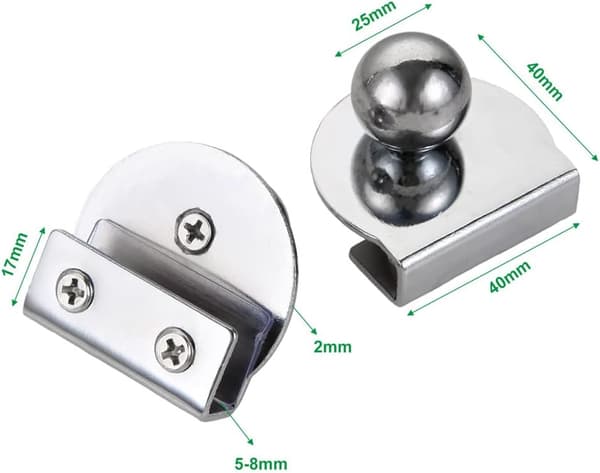 4 kpl lasiovenkahvoja, ei porausta, 5–8 mm lasivitriineille