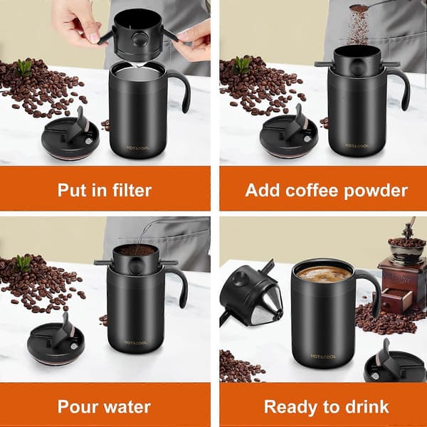 16oz Camping Kaffebrygger Pour Over Kaffebrygger Sæt, Camp Pour Over Sæt, Bærbart Kaffesæt til Rejser, Camping, Kontor, Backpacking