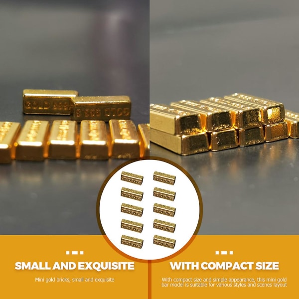 10 kpl Miniatyyri Kultaisen Tiilen Malli Nukkekoti Mini Kultaisen Tiilen Lapset Leikkii Leikkimällä ToyGolden1.5X0.5X0.3C Golden 1.5X0.5X0.3CM