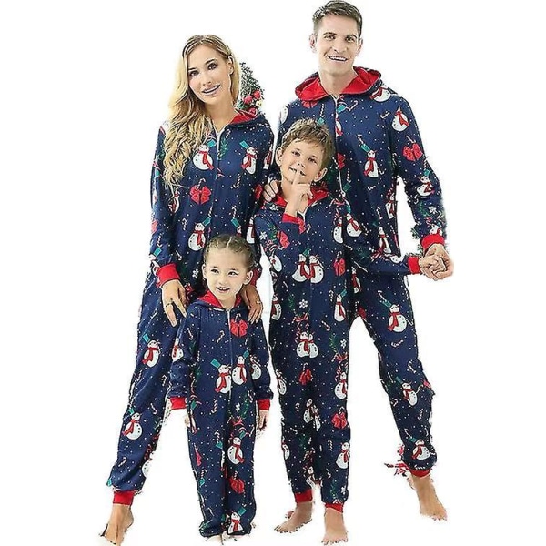 Forældre-barn Familietøj Jul pyjamas i ét stykke Forår og efterår Forældre-barn pyjamas Hjemmetøj18mbaby 18m baby