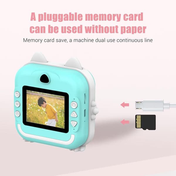 (Blå) Instax-kamera til børn, digital udskrivning, 2,4-tommer skærm
