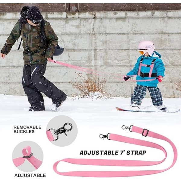 Lasten hiihto- ja lumilautaharjoitusvaljaat Toddler lasketteluvaljaat irrotettavalla talutushihnalla ja helposti nostettavalla kahvalla