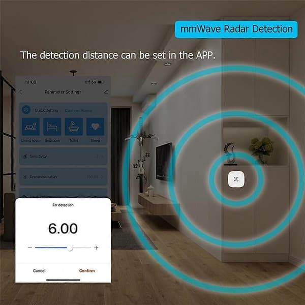 Tuya WiFi mmWave Sensor for menneskelig tilstedeværelse med Luminans Mikrobølgeradar Deteksjon PIR Bevegelsessensor Wa (FMY) B B