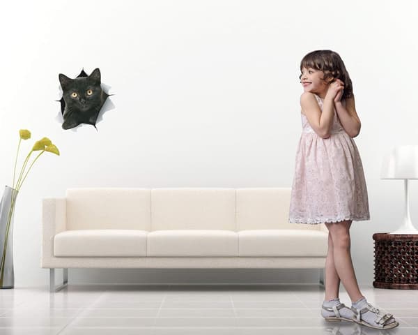 5-pack - 3D Cat Stickers - Black Cat Wall Decals - Cat Wall Stickers