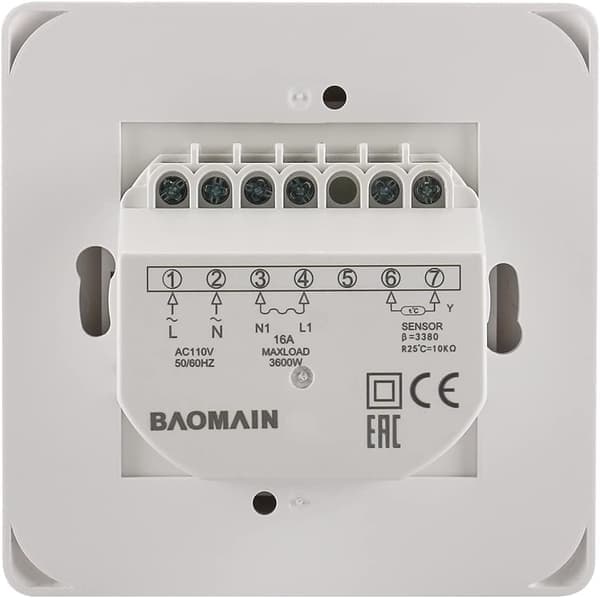Baomain Hem Ikke-Programmerbare Termostater, Gulvvarme Temperatur Manuel Kontroller 110-120V AC 16A 4 Ledninger (Grader Celsius °C)