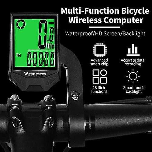 Sykkelcomputere West Biking Sykkelcomputer Trådløs Hastighetsmåler Kilometerstand