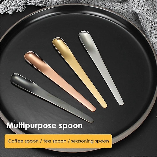 5 stk. Teske Ske Rustfrit Stål Flad Ske Espressoske Dessert Lille Kaffeskefuld Mixer Røreske Kokkeplade 5pcs Black