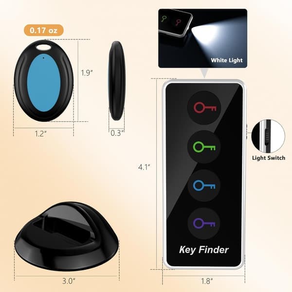 Wireless Key Finder LED Search Light Tracker for Keys Phone Wallet 40m Waterproof [Ho]