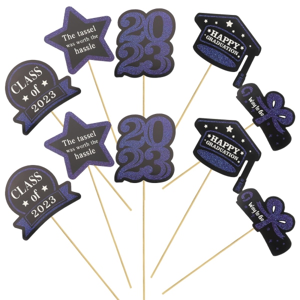 1 Set Examen-tema Cupcake Toppers Blomkruka Kort Vas Insats Kort Dekoration Blå 16X13.7CM Blue 16X13.7CM