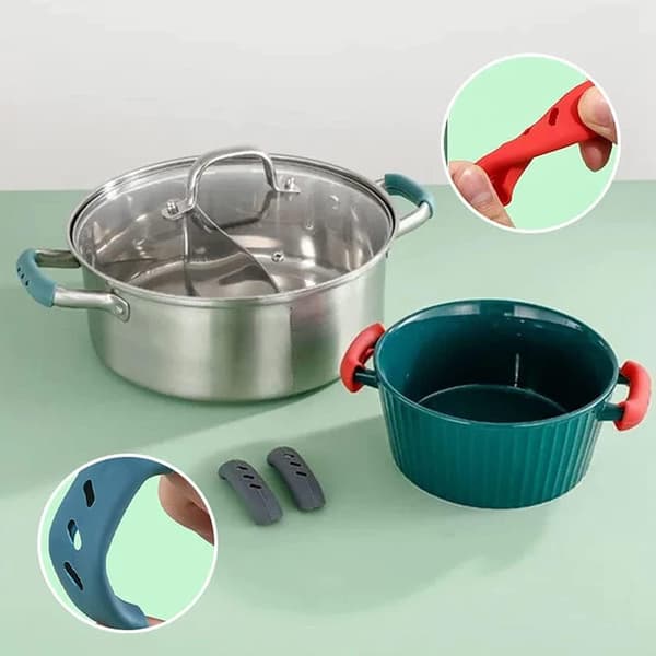 6 Pieces Silicone Pot Handle Covers, Heat Resistant Pot Holder