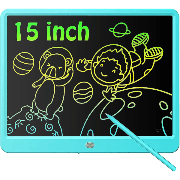 LCD-kirjoitustaulu, 15 tuuman värikäs iso näytön piirustustaulu lapsille, kannettava, uudelleenkäytettävä kirjoitustaulu, lelu Doodle-hiomalauta, lahja tytöille