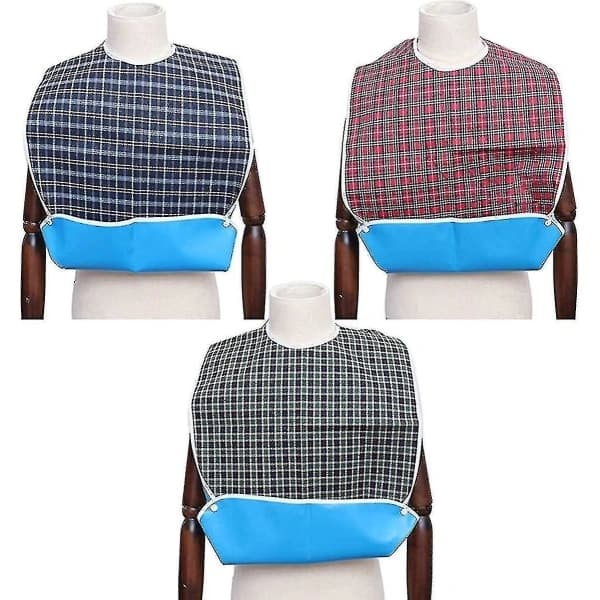 3-pak voksne hagesmække med krummefanger - Vaskbart spiseforklæde til voksne, stor voksen