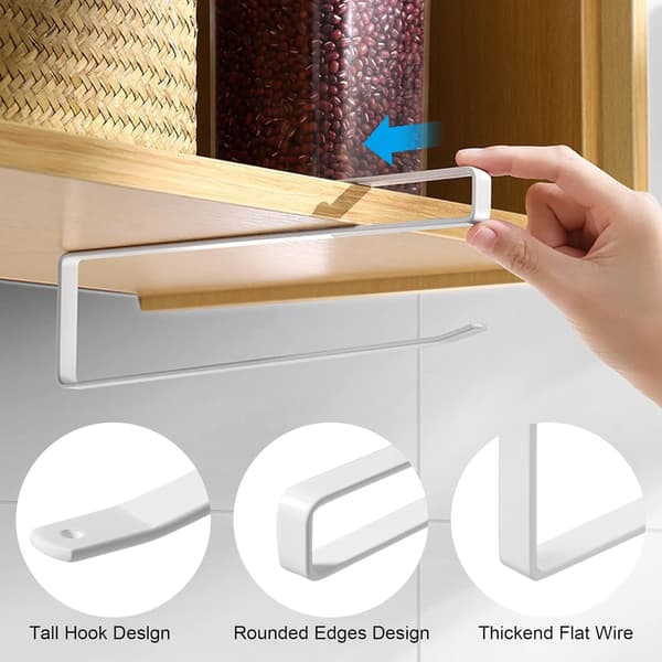 2-pack Paper Towel Holder Under Cabinet, Self-Adhesive Wall Mount for Kitchen