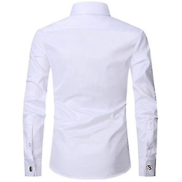 Langærmet forretningsbryllupsskjorte til mænd 4XLHvid White 4XL