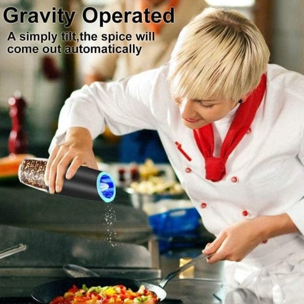2 Electric Salt and Pepper Grinder Salt Mill Spice Grinder LED