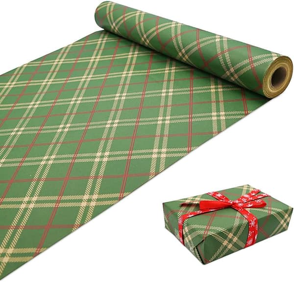 Presentpappersrulle, 50 cm x 70 cm Stor Rulle Julpapper Återvinningsbart Kraftpapper för Julförpackning Fest, Kvadrat