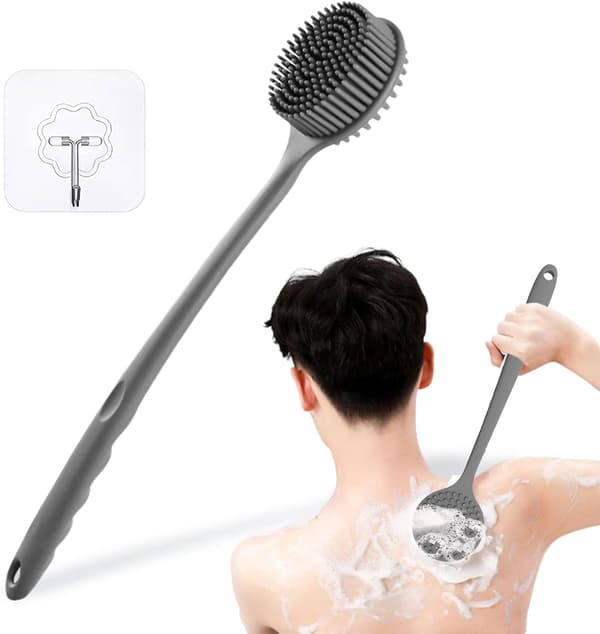Long-handled Silicone Bath Brush, Non-slip Shower Brushes, Back Brush, Shower Scrubber and Back Washer