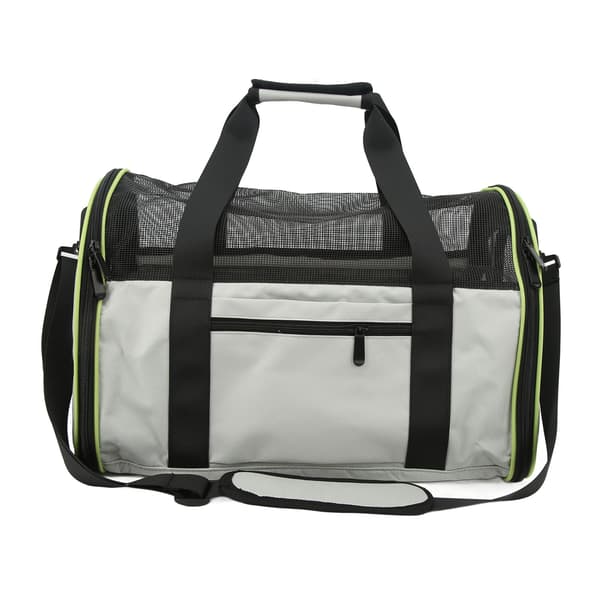 Pet Travel Carrier 600D Nylon Cat Dog Holder Foldable Carry Bag Adjustable Shoulder Strap Light Grey
