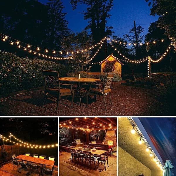 String Lights, Connectable Bistro String Lights with 25 G40 Bulbs, 7.62M, 220v - Waterproof - Outdoor and Indoor Decoration