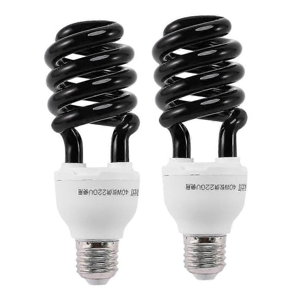 2x E27 40w Uv Ultraviolet Fluorescerende Sortlys Cfl Lampe Pære 220v Form:spiral Watt Volt