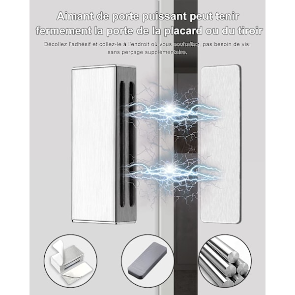 Kraftfullt Magnetiskt Dörrlås för Skåp, 2-pack, Självhäftande, Inget Borrande, för Köksskåp, Möbelmagneter
