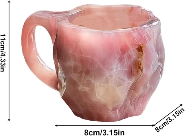 Elegant Mineral Crystal Coffee Cups, 11 Oz Decorative Cups with Handle Pink Pink