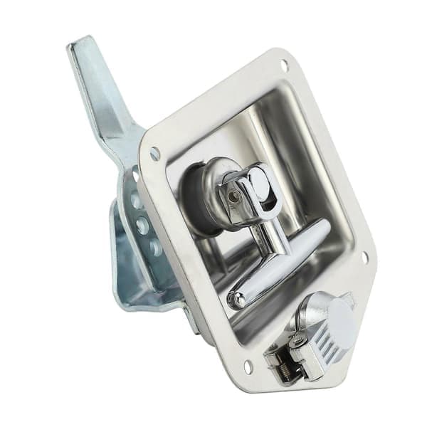 Foldable T-handle Lock in Stainless Steel with Key Set for Truck Trailer, Toolbox, Electrical Cabinet