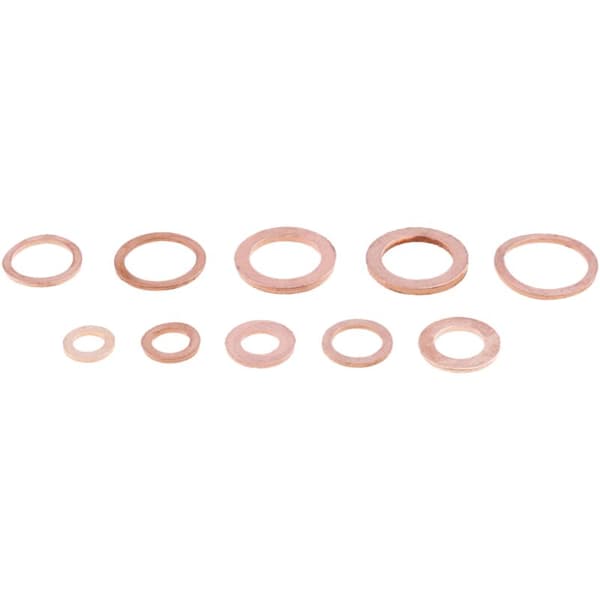 200 stk kobber skive pakning mutter bolt flat sett O-ring solid pakningssortiment kit bilmotor pakningslokk
