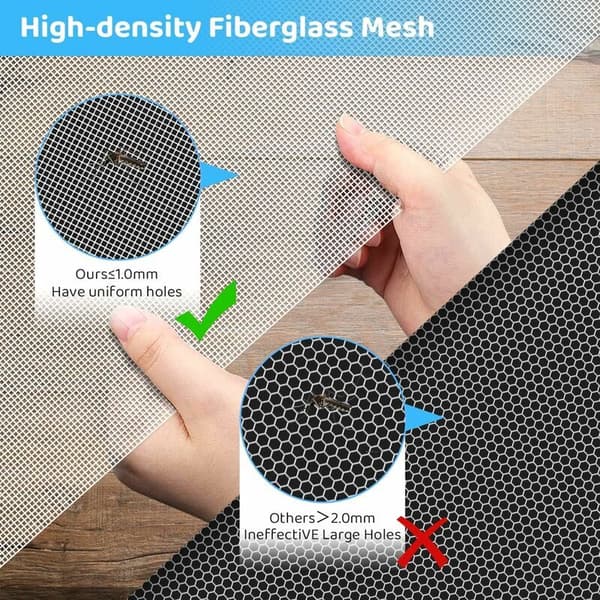 1 pc 300x120cm Window Screen against Mosquitoes, Adjustable Window Screen Roll, White Fiberglass Fabric, Fireproof, Durable, Mesh