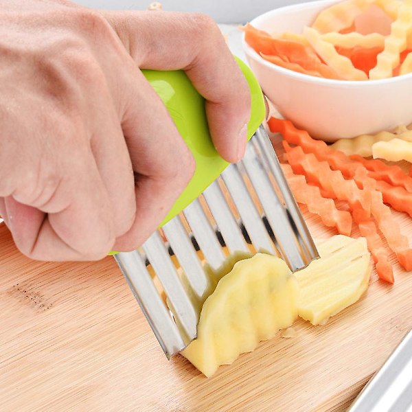 4 kpl Ruostumattomasta teräksestä valmistettu perunaleikkurisetti, aaltoileva leikkuukone, aaltoileva pilkkoja, aaltoileva leikkuri vihanneksille, hedelmille, porkkanalle, sipulille, perunalle
