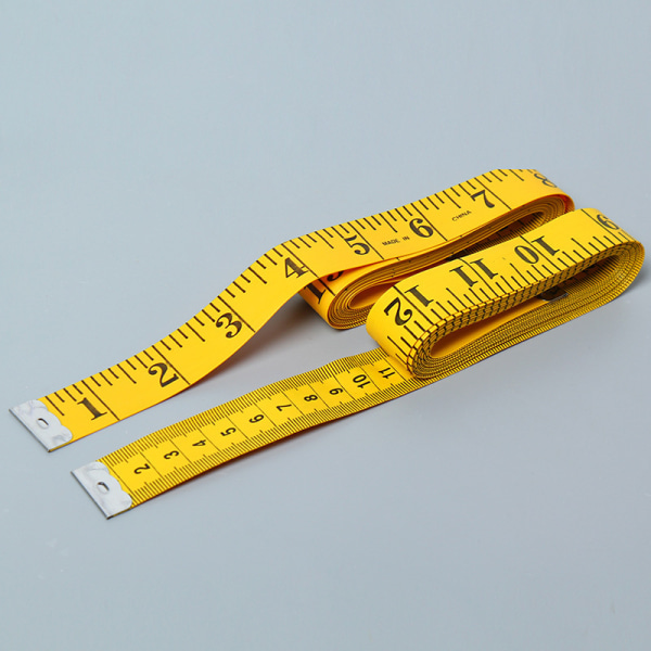 Kaksipuolinen mittanauha ompeluun, rinnanympärys vyötärönympärys, 300 cm 120 tuumaa, keltainen