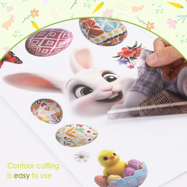 Easter Window Stickers 106 pcs 3D Rabbit and Egg Static Clings for Home, School, Office, Party Decorations