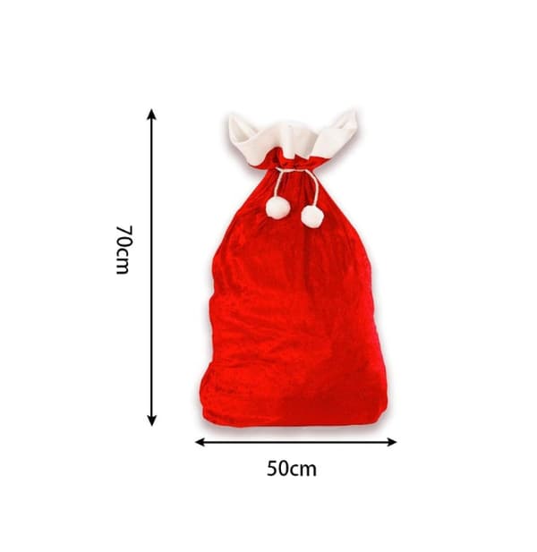 1PC Tomteluva - Röd Sammet Julklapp Röd och Vit