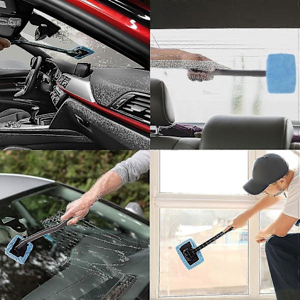 Interior Windshield Cleaner - Long Handle Car Windshield Cleaner Interior Windshield Cleaning Fog Moisture Removal - 2-Pack-FF-