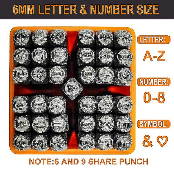 Set med 37 siffror versaler (az Heart 0-9) Punch