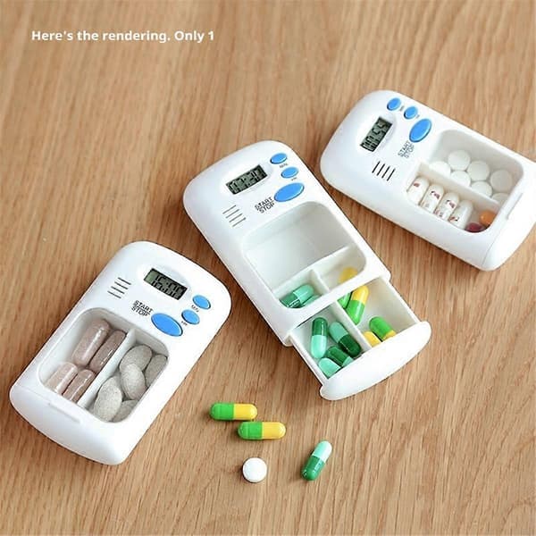Mini bærbar pillepåmindelse timer elektronisk æske organizer LED-display medicin etui ur påmindelse